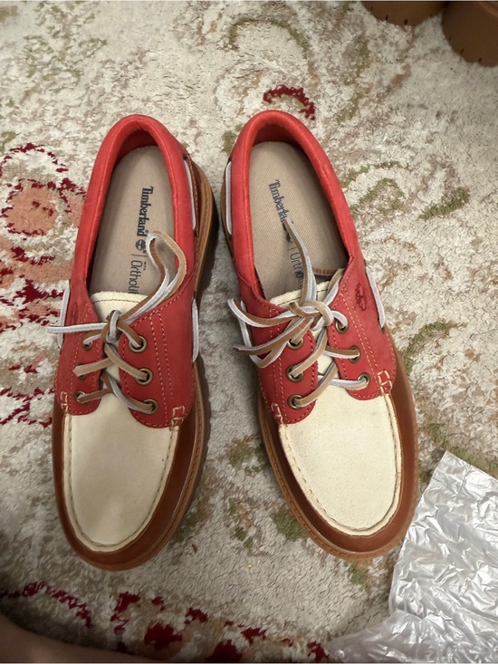 Timberland Shoes - Timberland Two-Tone Red and Cream Deck Shoes